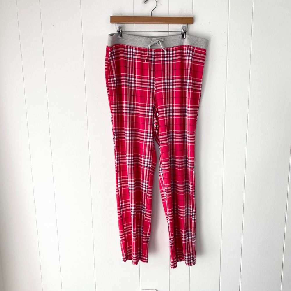 Crown & Ivy Intimates Red Plaid Pajama Pants XL Drawstring Sleep Bottoms